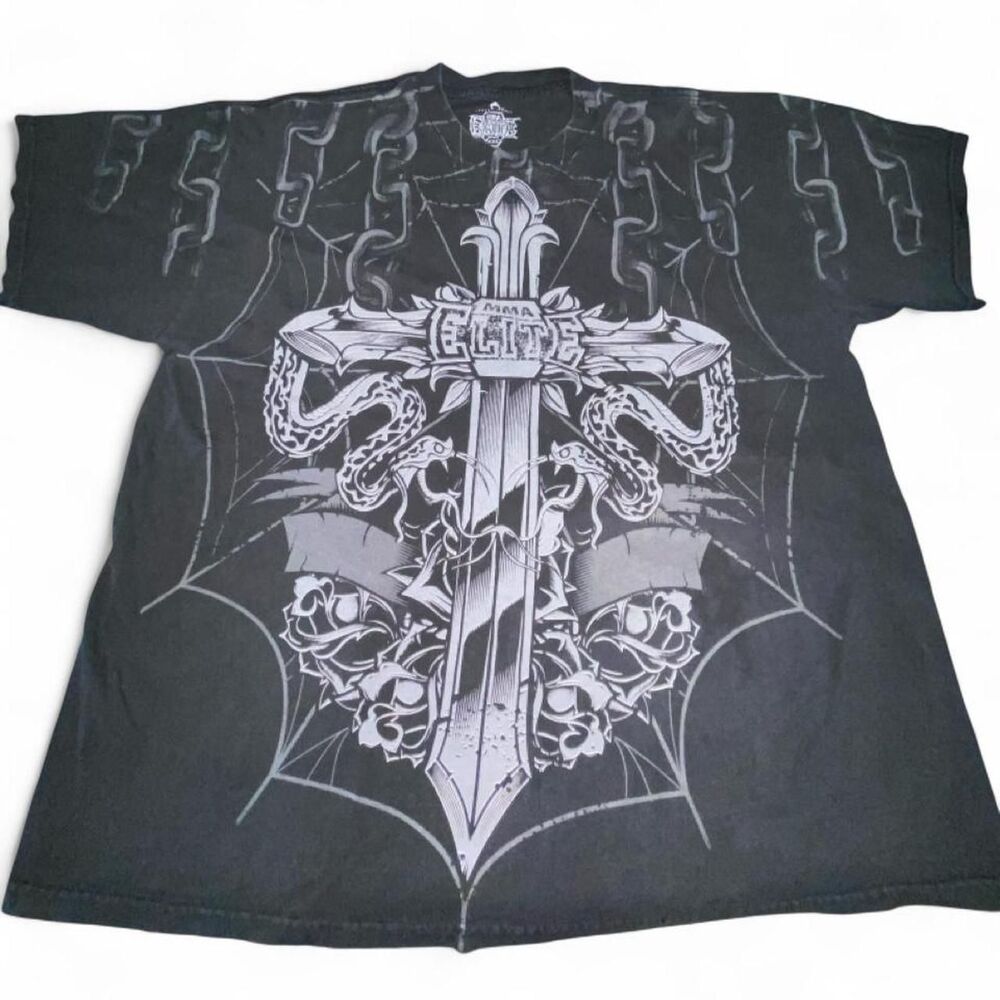 Mma-elite Men's Black and Grey T-shirt